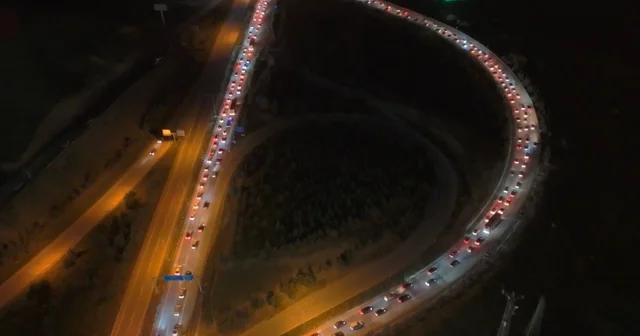 Kilit Kavşak Kırıkkale de bayram dönüş trafiği dron ile görüntülendi Kırıkkale Haberleri
