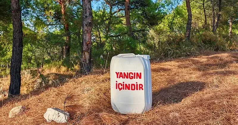 Ayvalık ta orman yangınlarına karşı su bidonlu önlem