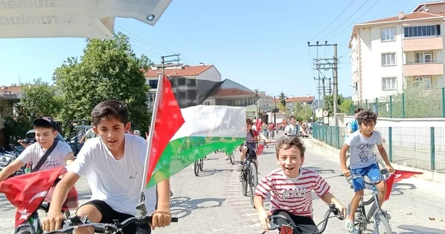 Yenice de Genç Pedallar Özgür Gazze İçin bisiklet turu düzenlendi Çanakkale Haberleri Habertürk Yerel Haberler