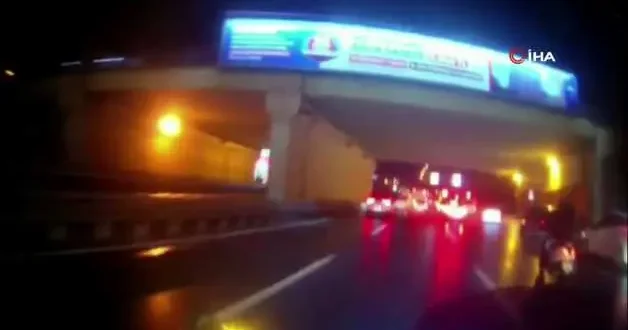 Avcılar E 5’te motosiklet kazası kask kamerasında