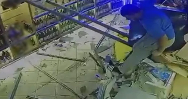 Veresiye talebi reddedilince tekele kamyonla daldı! Saniyelerle kurtuluş kamerada