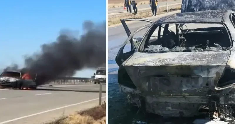 Seyir halindeykeki otomobil alev alev yandı: Dakikalar içinde kullanılamaz hale geldi Kırşehir Haberleri