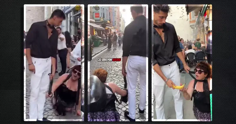 İstanbul un göbeğinde şaşkınlık yaratan görüntüler! Kadına tasma takıp sokaklarda gezdirdi: Gözaltına alındılar