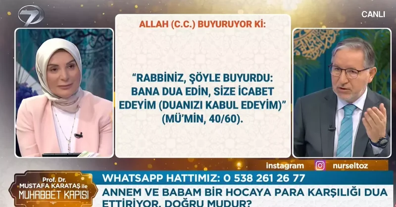 Yayında para karşılığı dua sorusu gündem oldu! Mustafa Karataş yanıtladı