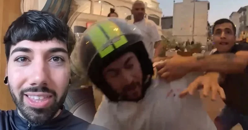 SON DAKİKA: Sokak ortasında şok saldırı! İspanyol YouTuber ı Beyoğlu nda darbedip şişe fırlattılar! O anlar kamerada