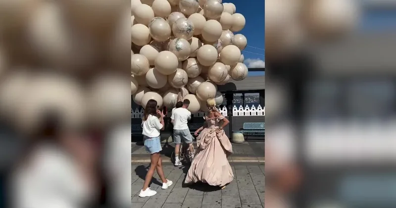 İçerik üretmek isterken Boğaz ın rüzgarına kapıldı! Dev balonlar bir anda kontrolden çıktı