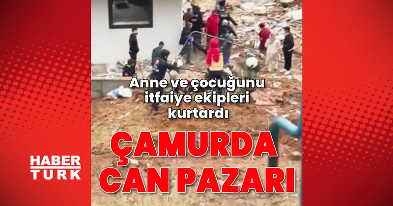 Sultanbeyli de çocuğunu kurtarmaya koşan anne de mahsur kaldı