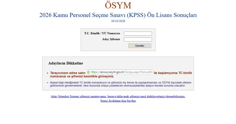 KPSS Ön Lisans sonuçları açıklandı! ÖSYM .tr 2026 KPSS sonuç sorgulama ekranı TIKLA ÖĞREN KPSS sonuçları nereden ve nasıl öğrenilir?