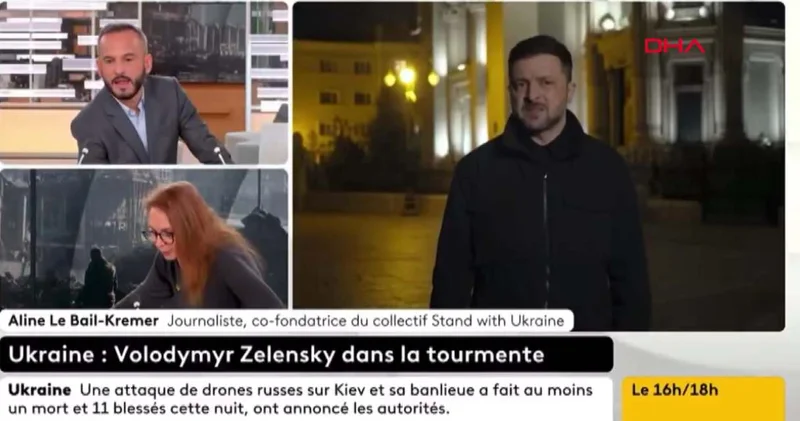 Zelenski bağlantıdayken: Canlı yayında bomba alarmı paniği! Korku içinde binayı boşalttıalar