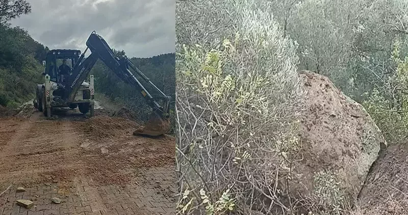 Çanakkale’de heyelan nedeniyle kapanan yol ulaşıma açıldı
