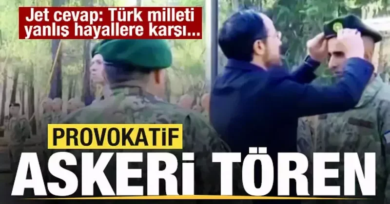 Provokatif askeri tören! Jet cevap: Türk iradesi karşısında karşılık bulamayacak