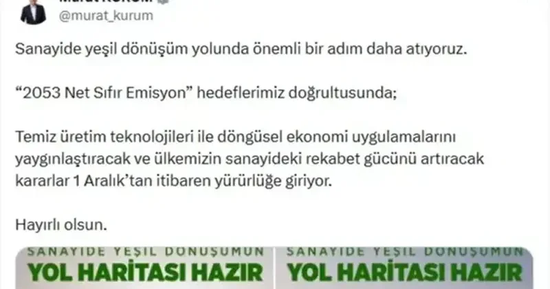Bakanlıktan temiz üretime geçişi teşvik eden tebliğ Gündem Haberleri