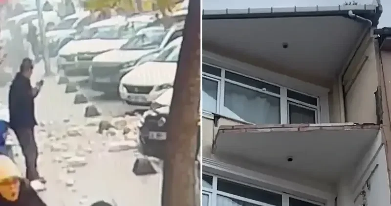 Güngören de beş katlı binada balkon çöktü İstanbul Haberleri