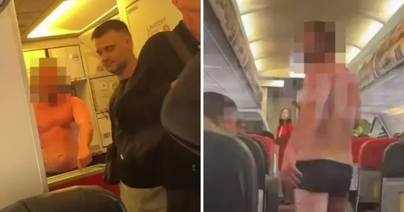 Havada korku dolu anlar: Yolcu soyunup uçaktan atlamaya kalkıştı