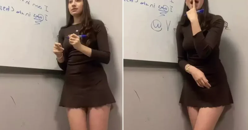 Genç öğretmen anlattığı konuyla değil kıyafetiyle gündem oldu