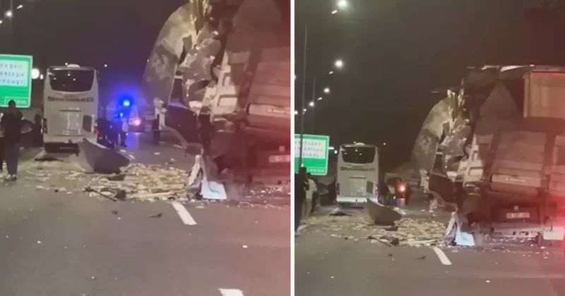 Kuzey Marmara Otoyolu nda tır ile yolcu otobüsü çarpıştı, 10 kişi yaralandı