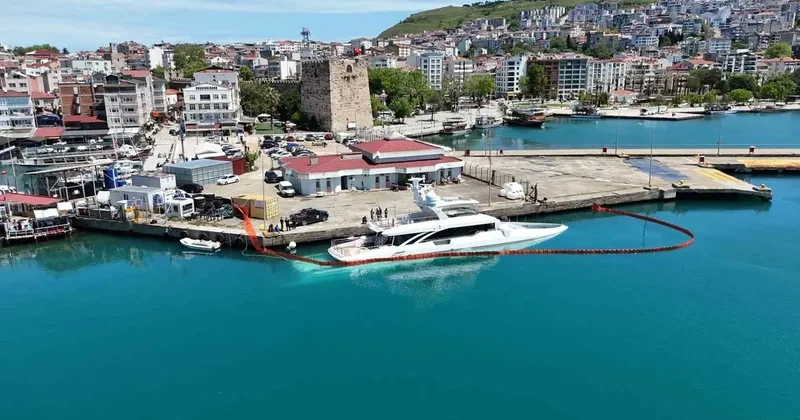 Yarıya kadar suya gömülen milyarlık lüks yat havadan görüntülendi