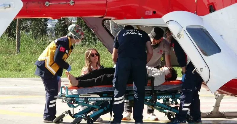 Baltayla odun keserken yaralanan çocuğun imdadına ambulans helikopter yetişti