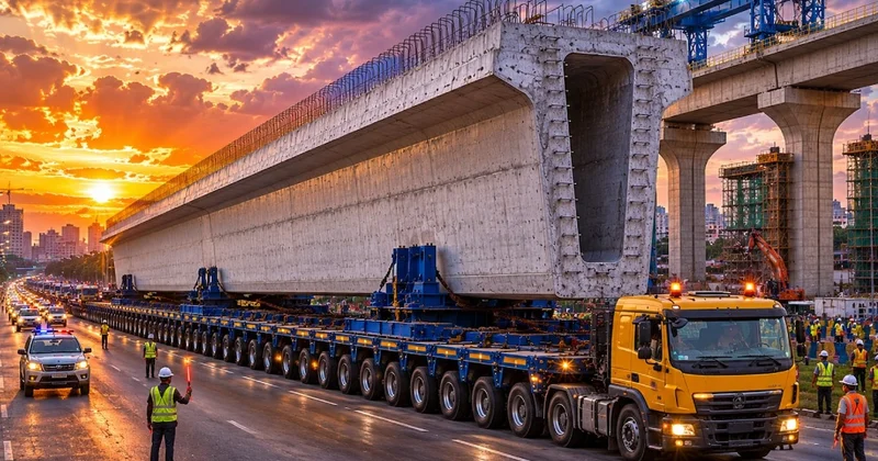 120 tonluk dev beton kirişler parça parça taşınıyor: Şehrin ulaşımı tamamen değişecek Sözcü Gazetesi
