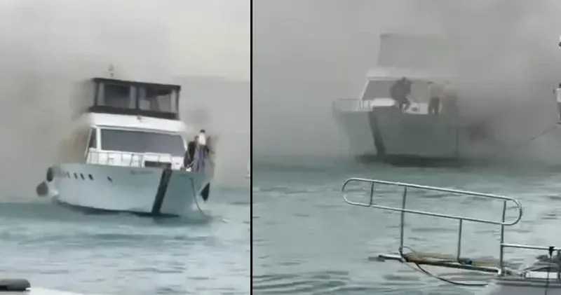 Bebek sahili açıklarında teknede yangın