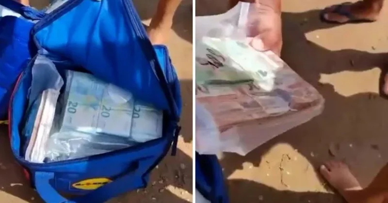 Plajda yürürken servet buldular: Kıyıya vuran çantalardan 700 bin avro çıktı