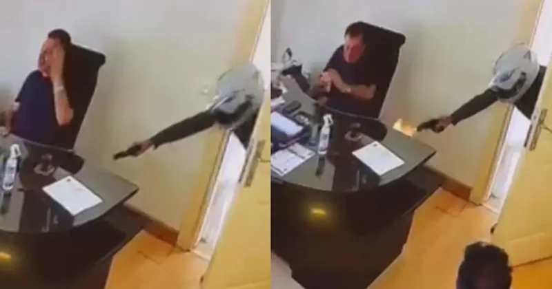 Kaskla içeri girdi, peş peşe ateş açtı! Site başkanına saldırı anı kamerada
