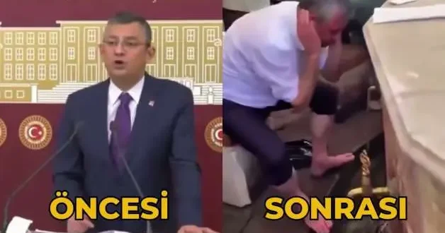 Abdest alan Özgür Özel in orta çağ düşüncesi dediği görüntüler akıllara geldi