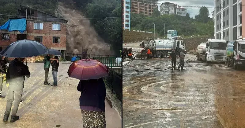 Giresun’da sağanak 2,2 milyon liralık hasara neden oldu; dere taşması kamerada