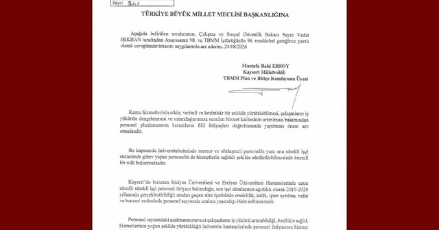 MHP li Ersoy, ERÜ ve hastanelerindeki personel ihtiyacını meclis gündemine taşıdı Kayseri Haberleri Habertürk Yerel Haberler