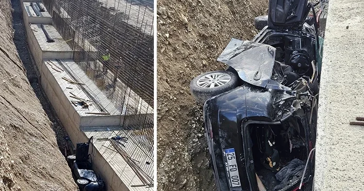 Otomobil 5 metreden çalışma alanına düştü: 3 ölü