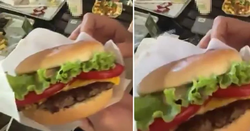 AVM de skandal görüntü! Ünlü restoran zincirinden aldığı hamburgerden bakın ne çıktı