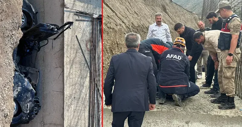 Yol genişletme çalışması yapılan alana uçan otomobildeki 3 kişi öldü