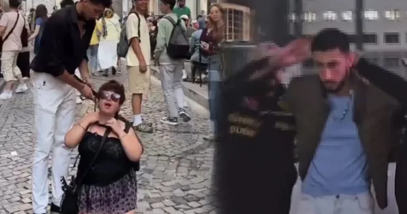 SON DAKİKA: İstanbul Beyoğlu nda Tasmalı Kadın skandalı! Polis harekete geçti, iki şüpheli tutuklandı