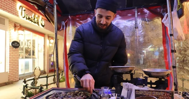 Eskişehir de eksi 7 derecede kestane mesaisi Eskişehir Haberleri