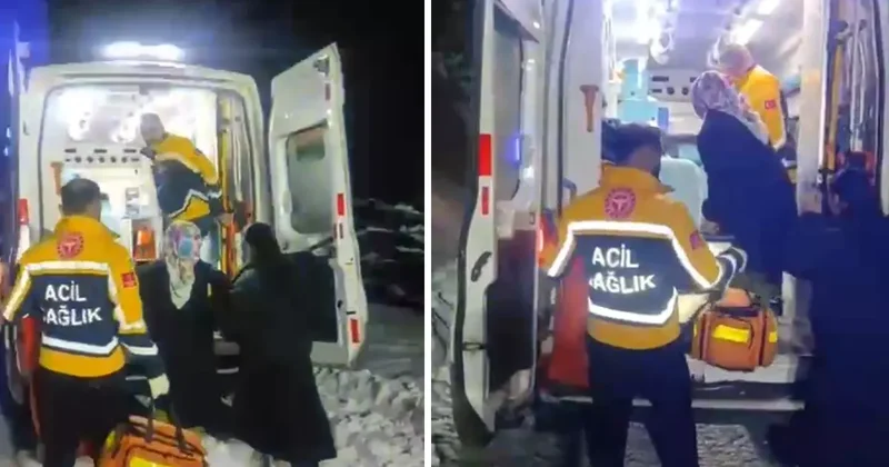 Köyde yol kapandı: Doğum sancısı tutan kadın 2 saat sonra hastaneye ulaştırıldı