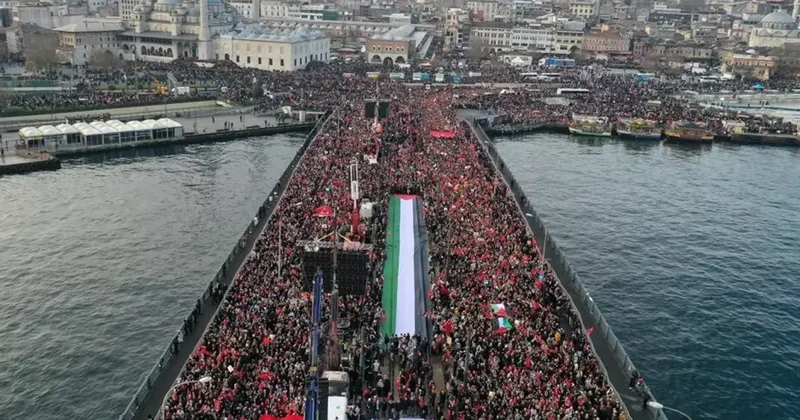 Galata Köprüsü nde Filistin için büyük yürüyüş! İşte kapatılacak yollar