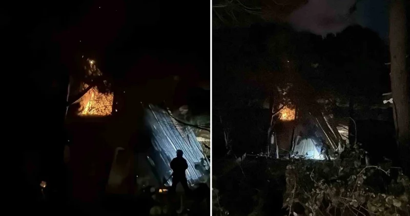 Arnavutköy Terkos’ta boşaltılan bungalov evler alev alev yandı İstanbul Haberleri