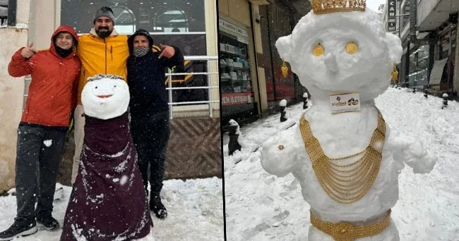 Kardan gelin yaptı: Altınlarla süsledi! Görenler şaşırdı