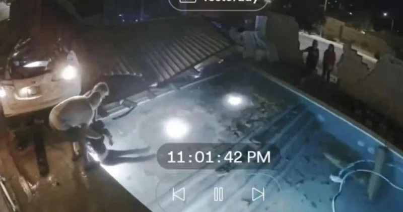 Villanın bahçesine düşen araçtan fırlayan kadın sürücü havuza uçtu