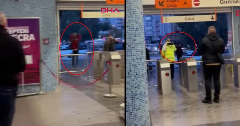 Metro turnikelerinde güvenliğe taşlı saldırı: O anlar kamerada